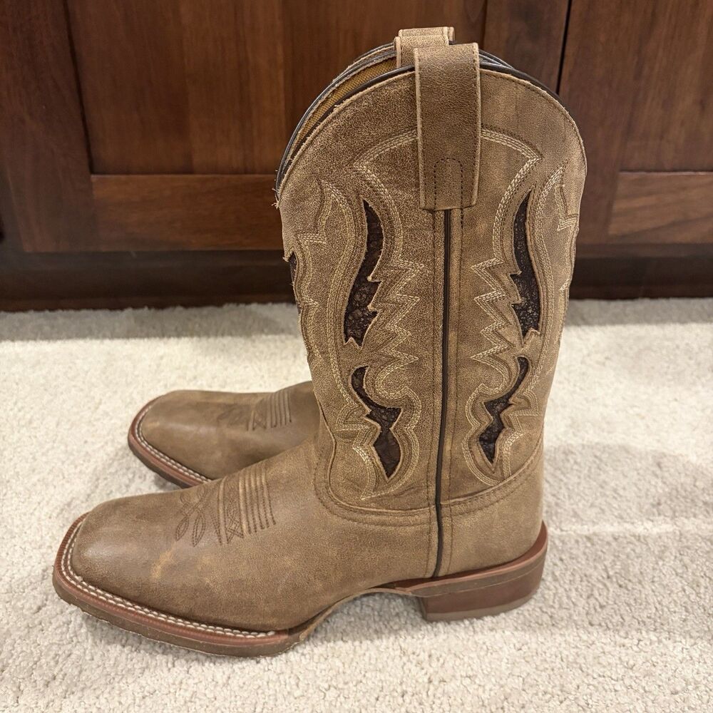 Laredo Men's Distressed Leather Performance Western Boot 7952 Tan Size 9 Demo - Picture 10 of 11